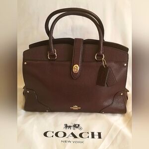 NEW!! COACH "MERCER" BURGUNDY LEATHER DOUBLE HANDLE SATCHEL BAG / PURSE - NWOT